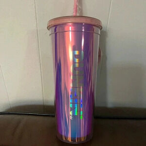 NWT Dunkin Donuts Limited Edition 2024 Valentines Tumbler Heart Straw Pink
